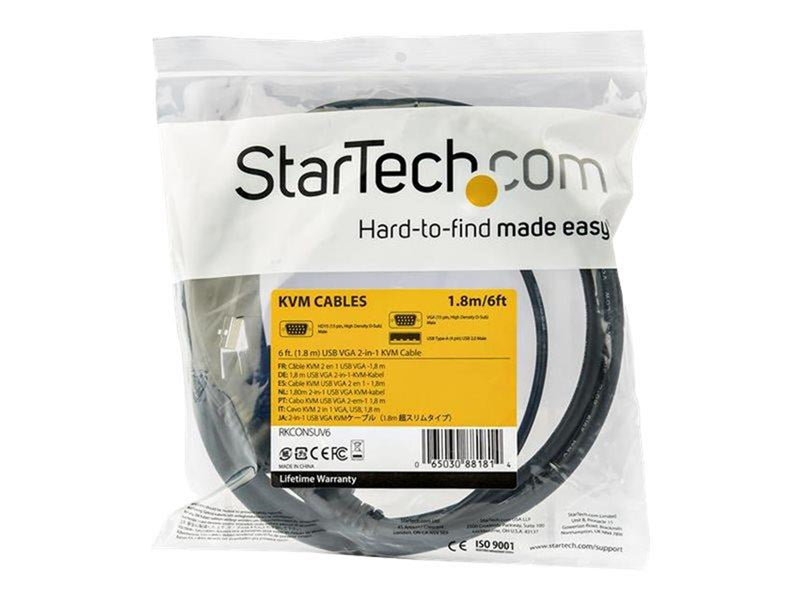 StarTech.com 6ft / 1.8m USB KVM Cable for Rackmount Consoles - VGA and USB - video / USB cable - 1.8 m