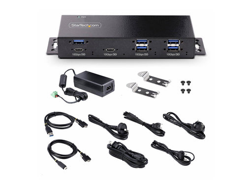 StarTech.com 7-Port Industrial USB Hub 10Gbps Hub Metal Mountable TAA - hub - industrial - 7 ports - rack-mountable - TAA Compliant USB-Hubs - 7 - Schwarz