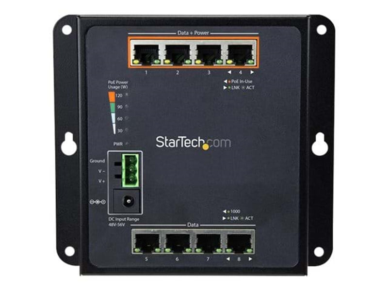 StarTech.com 8-Port (4 PoE+) Gigabit Ethernet Switch - Managed - Wall Mount with Front Access