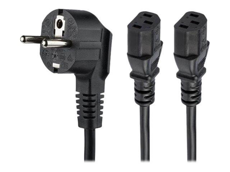 StarTech.com C13 Power Cord - Schuko to 2x C13 - Y Splitter Power Cable - power cable - 2 m