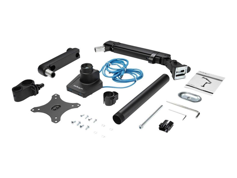 StarTech.com Desk Mount Monitor Arm with 2x USB 3.0 ports - Full Motion Single Monitor Pole Mount up to 34" VESA Display - C-Clamp/Grommet - desk mount
