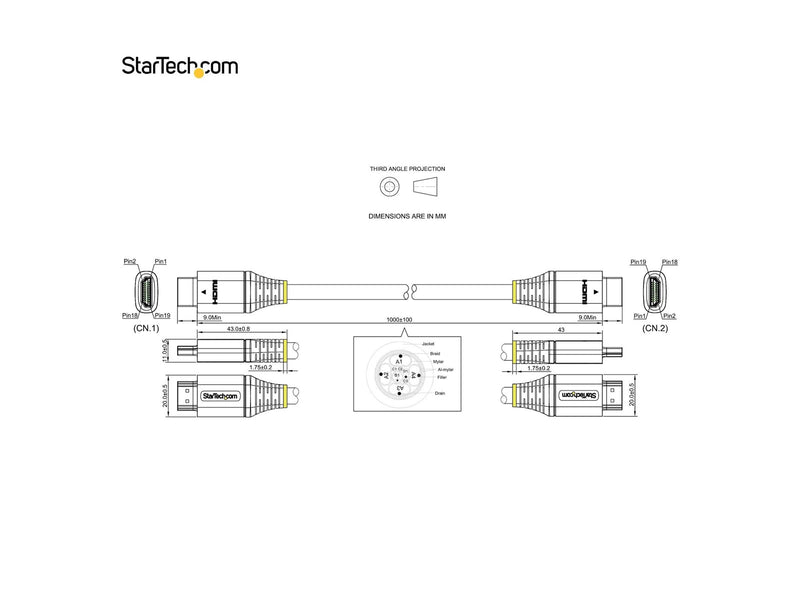 StarTech.com HDMI 2.1 Cable - Black - 1m