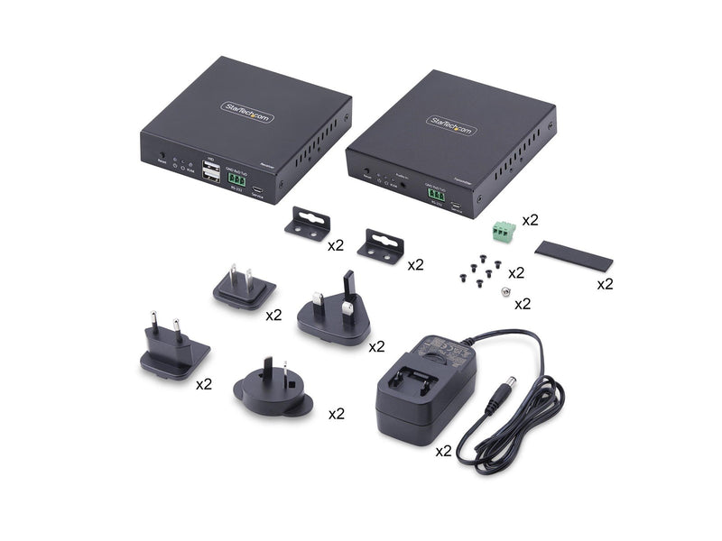 StarTech.com HDMI KVM Extender Over IP Network 4K 60Hz Driverless HDMI and USB Over Ethernet/CAT6 AVoIP Transmitter and Receiver Kit Includes Mounting Kits