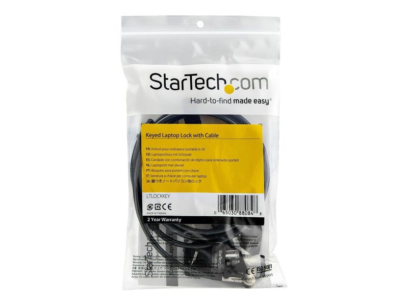 StarTech.com Keyed Cable Lock - Push-to-Lock Button - 2 m / 6.5' Cable - security cable lock