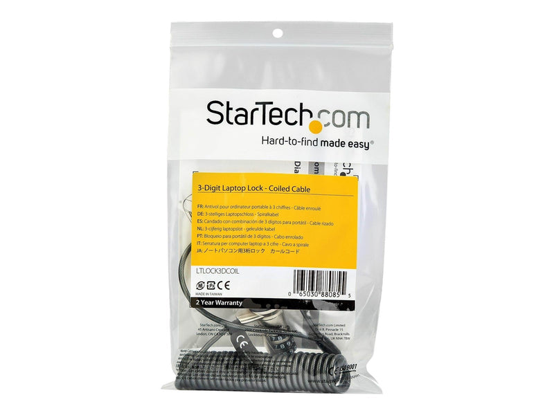 StarTech.com Laptop Cable Lock - Self-Coiling Cable - 3-Digit Combination - security cable lock