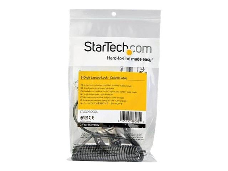 StarTech.com Laptop Cable Lock - Self-Coiling Cable - 3-Digit Combination - security cable lock
