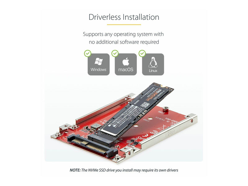 StarTech.com M.2 to U.3 Adapter For M.2 NVMe SSDs PCIe M.2 Drive to 2.5inch U.3 (SFF-TA-1001) Host Adapter/Converter TAA Compliant - 2.5" Drive Form Factor (1M25-U3-M2-ADAPTER)