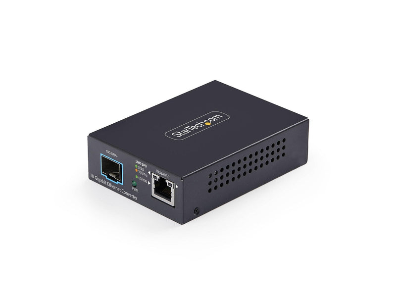 StarTech.com MCM10G6SSFP 10GbE Multi-Gigabit Open SFP+ Fiber Media Converter Standalone 10 Gigabit Ethernet RJ-45 to 10GBASE-X SFP+ Single-Mode / Multi-Mode 16K Jumbo Frames - TAA