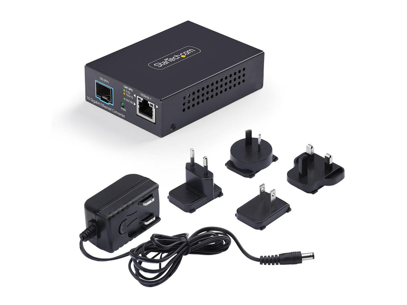 StarTech.com MCM10G6SSFP 10GbE Multi-Gigabit Open SFP+ Fiber Media Converter Standalone 10 Gigabit Ethernet RJ-45 to 10GBASE-X SFP+ Single-Mode / Multi-Mode 16K Jumbo Frames - TAA