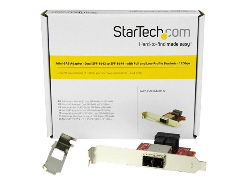StarTech.com Mini-SAS Adapter - Dual SFF-8643 to SFF-8644 - 12Gbps - SAS internal to external panel