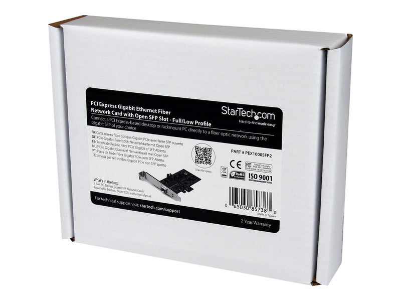 StarTech.com PCI Express Gigabit Ethernet Fiber Network Card w/ Open SFP