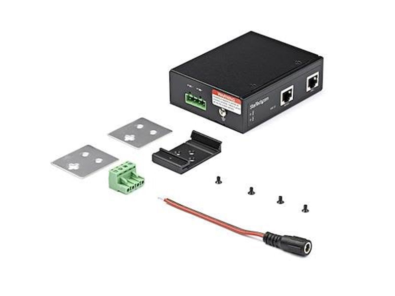 StarTech.com POEINJ1G90W Industrial Gigabit PoE Injector - High Speed/High Power 90W - 802.3bt PoE++ 52V-56VDC DIN Rail UPoE/Ultra Power Over Ethernet Injector Adapter -40C to +75C Rugged