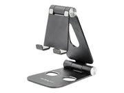 StarTech.com Phone and Tablet Stand - Foldable - Multi Angle - Aluminum - Black - Adjustable Smartphone / Tablet Stand - desktop stand