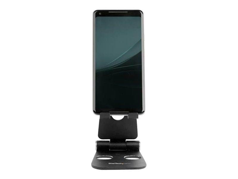 StarTech.com Phone and Tablet Stand - Foldable - Multi Angle - Aluminum - Black - Adjustable Smartphone / Tablet Stand - desktop stand