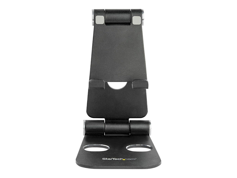 StarTech.com Phone and Tablet Stand - Foldable - Multi Angle - Aluminum - Black - Adjustable Smartphone / Tablet Stand - desktop stand