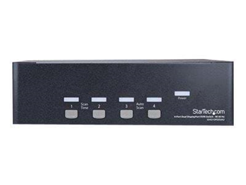 StarTech.com Port Dual DisplayPort KVM Switch - DP KVM Switch - 4K (60Hz) - KVM / audio / USB switch - 4 porte - monterbar på stativ
