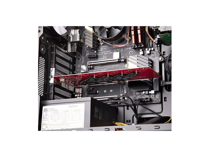 StarTech.com Quad M.2 PCIe Adapter Card x16 Quad NVMe or AHCI M.2 SSD to PCI Express 4.0 Up to 7.8GBps