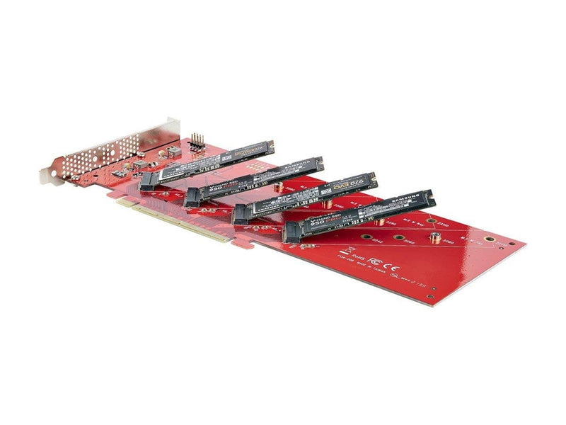 StarTech.com Quad M.2 PCIe Adapter Card x16 Quad NVMe or AHCI M.2 SSD to PCI Express 4.0 Up to 7.8GBps