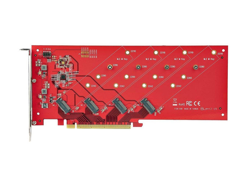 StarTech.com Quad M.2 PCIe Adapter Card x16 Quad NVMe or AHCI M.2 SSD to PCI Express 4.0 Up to 7.8GBps