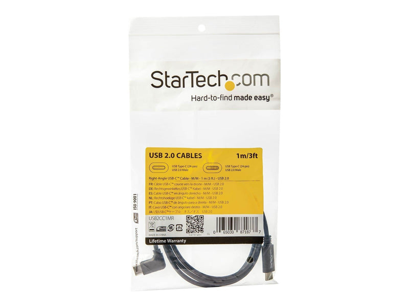 StarTech.com Right-Angle USB-C Cable - M/M - 1 m (3 ft.) - USB 2.0 - USB-C cable - 1 m