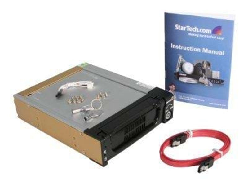 StarTech.com Schwarz Aluminum 5.25in Rugged SATA hart Drive Mobile Rack Drawer