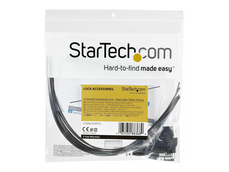 StarTech.com Security Tether Cables - 10 Pack - Steel - Adjustable security cable