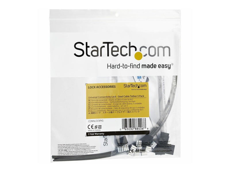 StarTech.com Security Tether Cables - 5 Pack - Steel - Adjustable security cable