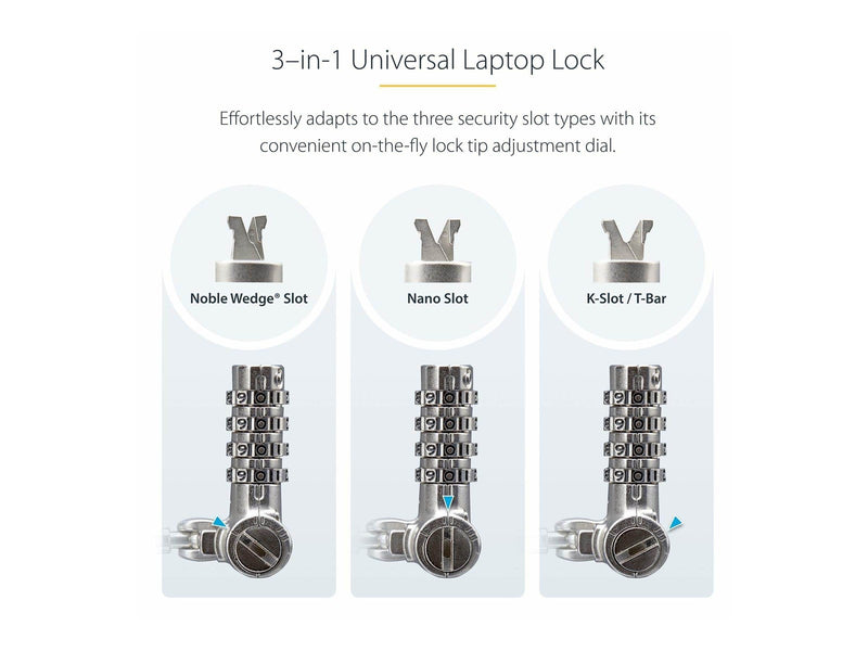 StarTech.com Serialized Laptop Lock Works w/Noble Wedge/Nano/K-Slot - security cable lock - universal - TAA Compliant