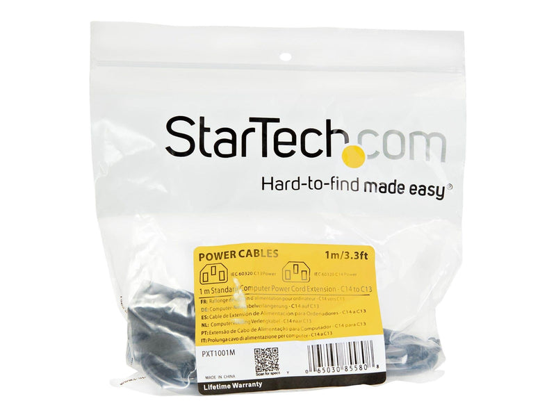 StarTech.com Standard Computer Power Cord Extension C14 to C13 - power extension cable - 1 m