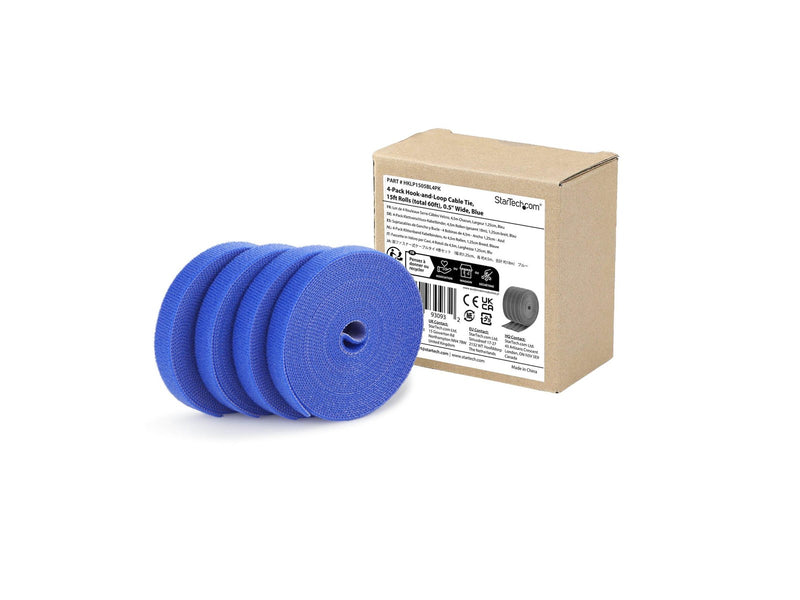 StarTech.com Startech cable tie roll - hook and loop 0.5" wide cut-to-size reusable. fastener tape. adjustable