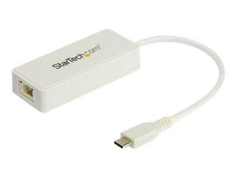 StarTech.com USB 3.1 USB-C Ethernet Adapter with Extra USB Port - White - network adapter