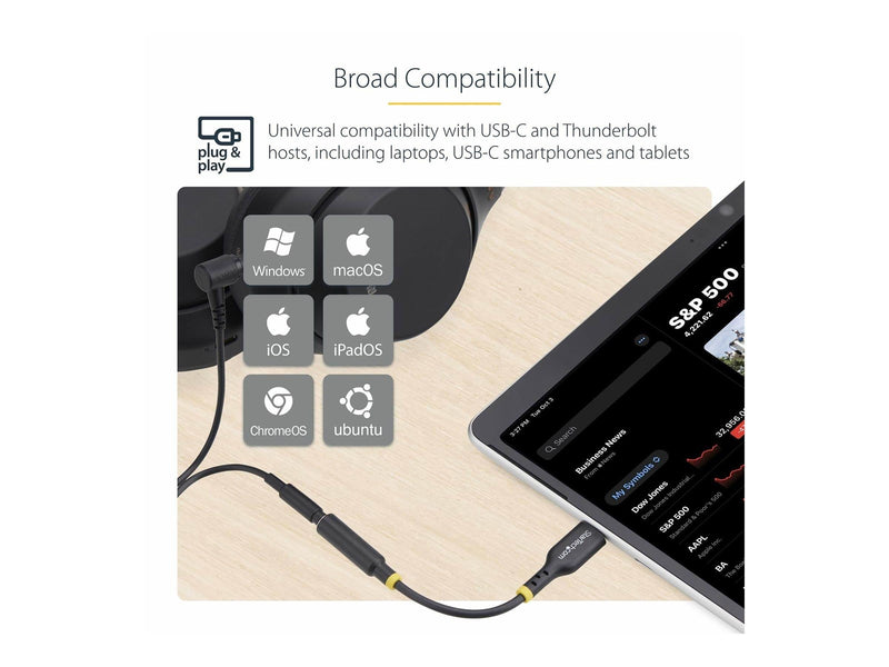 StarTech.com USB-C Audio Adapter to 3.5mm TRRS Jack Headphone Aux Dongle - USB-C to headphone jack adapter - 12.7 cm