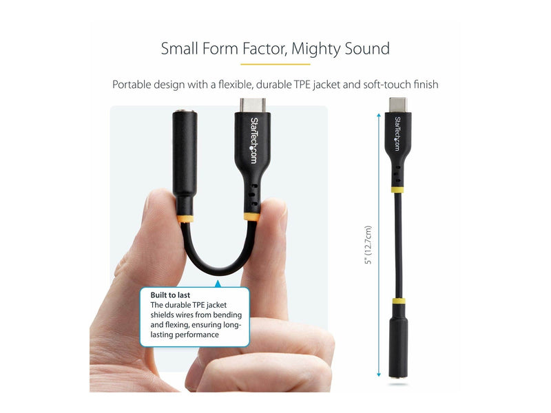 StarTech.com USB-C Audio Adapter to 3.5mm TRRS Jack Headphone Aux Dongle - USB-C to headphone jack adapter - 12.7 cm