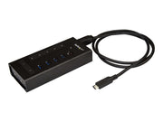 StarTech.com USB-C Hub Metal 7 Port USB-Hubs - USB 3.0 - 7 - Schwarz