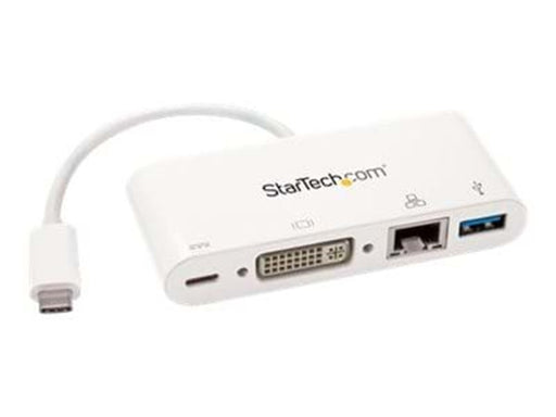 StarTech.com USB-C Multiport Adapter for Laptops - Power Delivery - DVI - GbE - USB 3.0 ekstern videoadapter - hvid