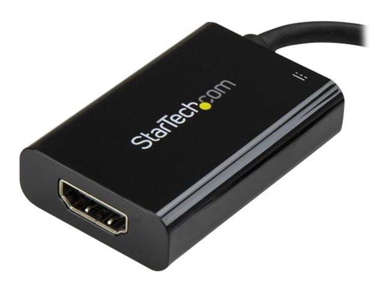 StarTech.com USB-C to 4K HDMI Adapter - 60 Watt USB Power Delivery - Black - external video adapter - black