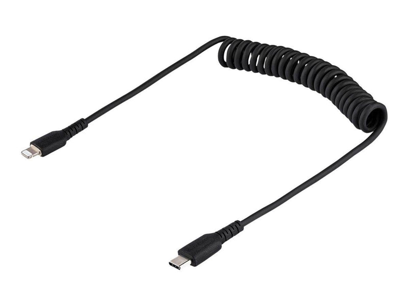 StarTech.com USB C to Lightning Cable 1m (3ft) MFi Certified Coiled iPhone Charger Cable Black