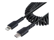 StarTech.com USB C to Lightning Cable 1m (3ft) MFi Certified Coiled iPhone Charger Cable Black