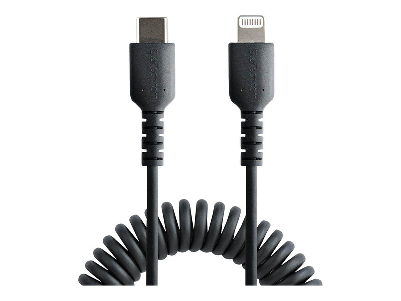 StarTech.com USB C to Lightning Cable 1m (3ft) MFi Certified Coiled iPhone Charger Cable Black