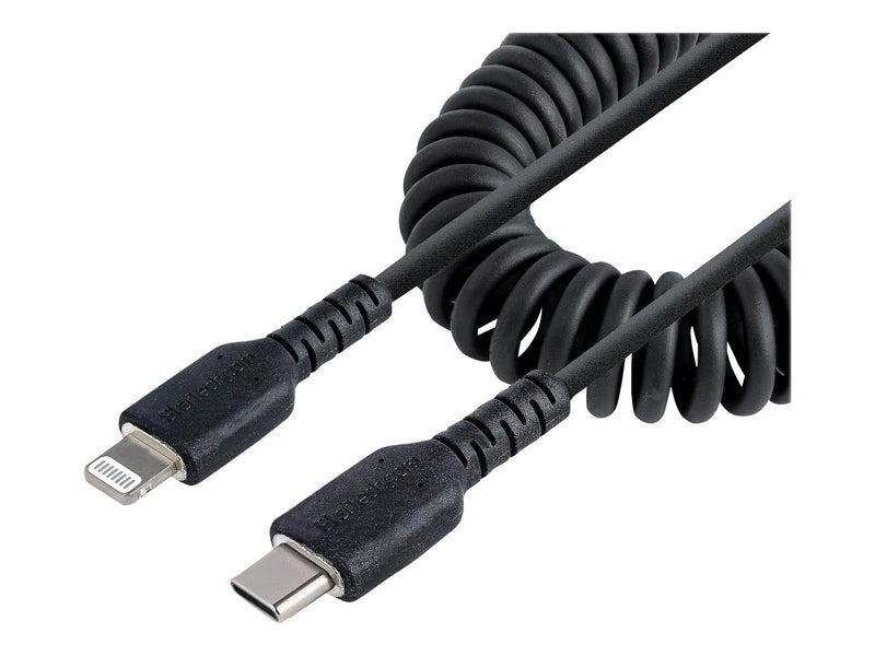 StarTech.com USB C to Lightning Cable 50cm/20in MFi Certified Coiled iPhone Charger Cable Black