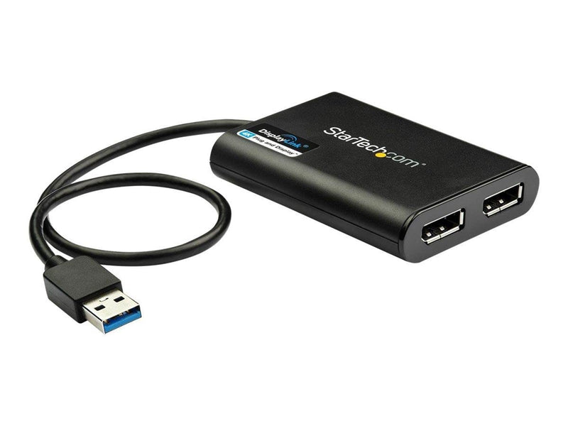 StarTech.com USB to Dual DisplayPort Adapter - 4K 60Hz - USB 3.0 (5Gbps) - external video adapter - DisplayLink DL-6950 - black