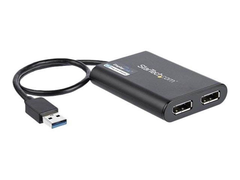 StarTech.com USB to Dual DisplayPort Adapter - 4K 60Hz - USB 3.0 (5Gbps) - external video adapter - DisplayLink DL-6950 - black