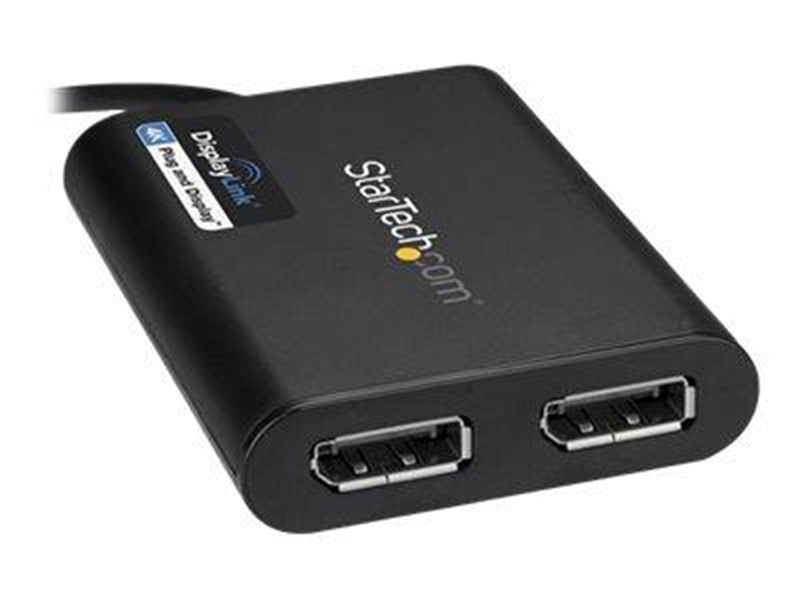 StarTech.com USB to Dual DisplayPort Adapter - 4K 60Hz - USB 3.0 (5Gbps) - external video adapter - DisplayLink DL-6950 - black