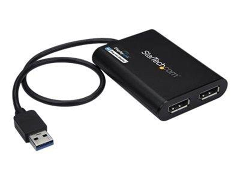 StarTech.com USB to Dual DisplayPort Adapter - 4K 60Hz - USB 3.0 (5Gbps) - external video adapter - DisplayLink DL-6950 - black