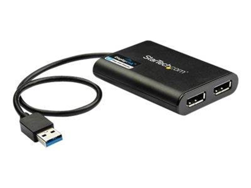 StarTech.com USB to Dual DisplayPort Adapter - 4K 60Hz - USB 3.0 (5Gbps) - external video adapter - DisplayLink DL-6950 - black
