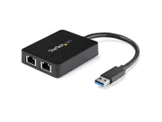 StarTech.com USB32000SPT USB 3.0 to Dual Port Gigabit Ethernet Adapter w/ USB Port 10/100/1000 Mbps USB Gigabit LAN Network NIC Adapter
