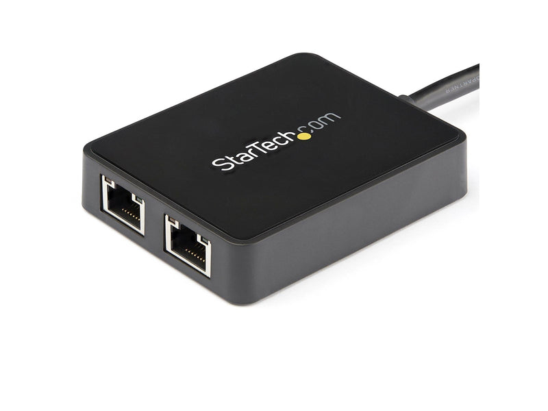 StarTech.com USB32000SPT USB 3.0 to Dual Port Gigabit Ethernet Adapter w/ USB Port 10/100/1000 Mbps USB Gigabit LAN Network NIC Adapter
