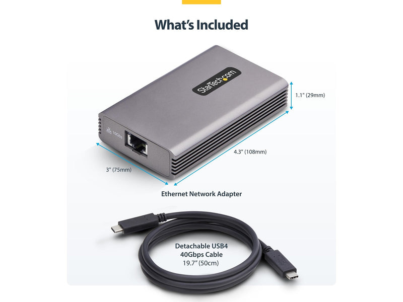 StarTech.com USB4-10GBE-ETHERNET USB4 to Ethernet Adapter 10GbE Multi-Gigabit Thunderbolt Compatible