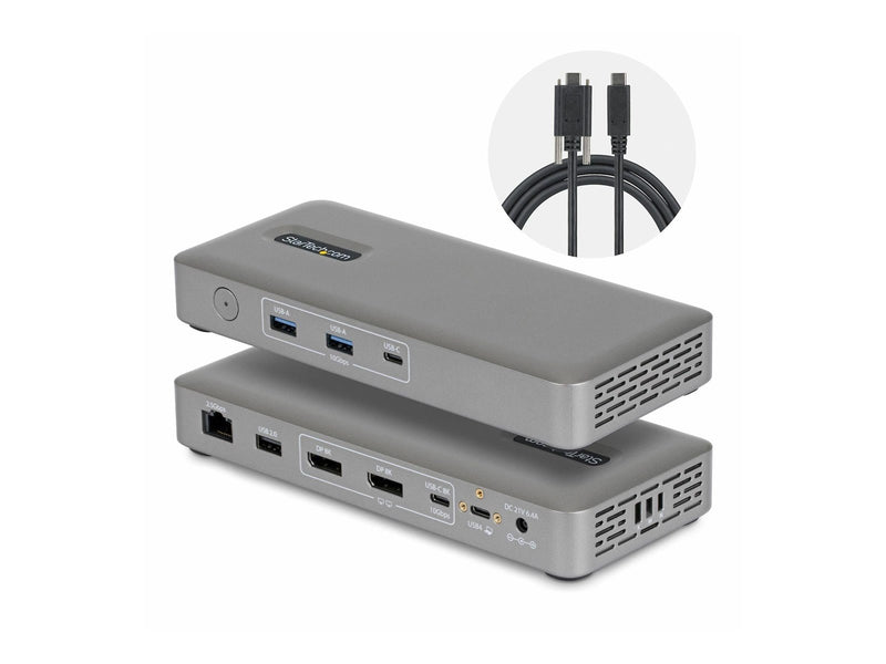StarTech.com USB4 Docking Station Driverless Dual 4K 144Hz for Mac and Windows Universal USB-C Dock with DisplayPort 100W PD and 2.5GbE