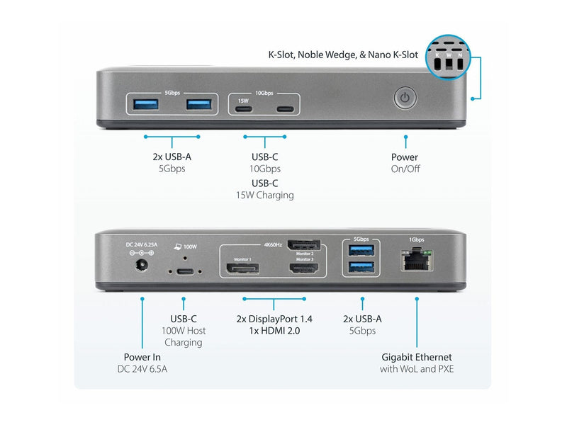 StarTech.com - docking station - USB-C 3.2 Gen 2 - 2 x DP HDMI - 1GbE
